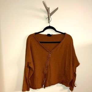 Out From Under Urban Outfitters Button Down Long Sleeve Cropped Top